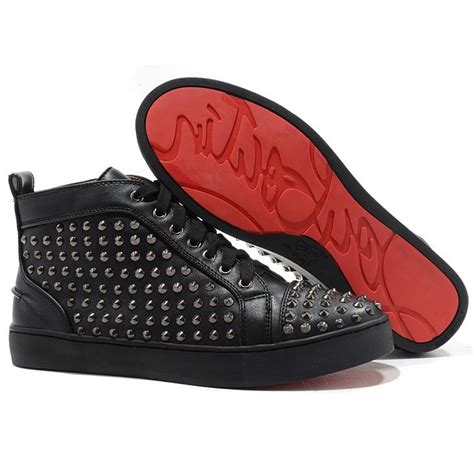 christian louboutin black spikes sneakers